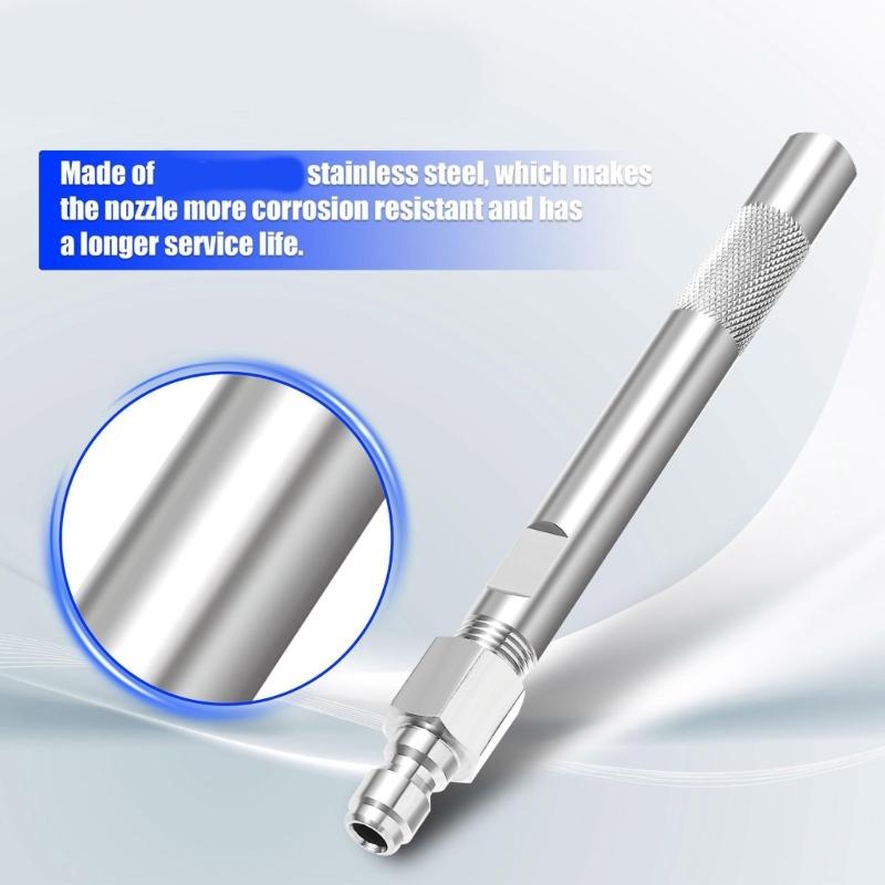 Pressure Washer Nozzle Repairing Nozzle Long Range Nozzle Tip Stainless Steel Texture Suitable for Efficient Cleaning