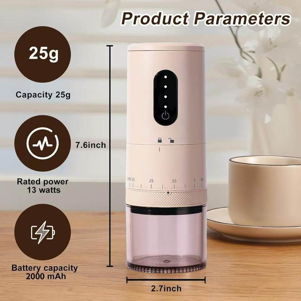New Portable Electric Power Display Coffee Bean Grinder 38 Gears External Adjustable USB 2000mAh  Household Mini Coffee Machine