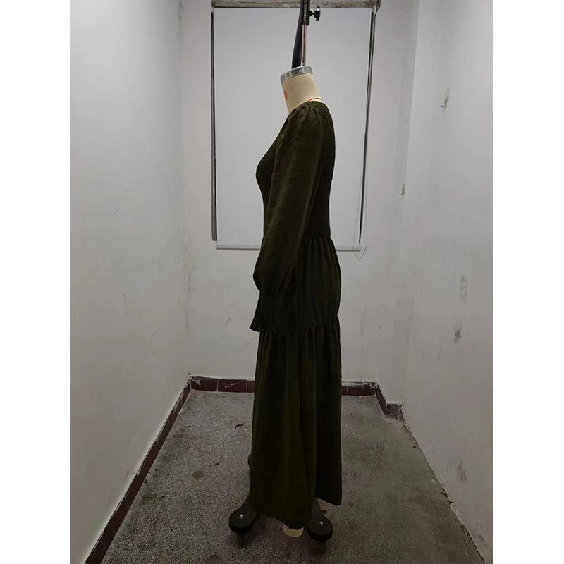 Boho Lantern Sleeve Dress Women - Round Neck Long Sleeve Maxi Casual Loose Fit Fall Vacation Dress