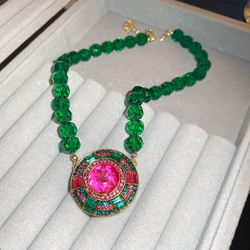 Classic Middle Design Women Girls Palace Luxury Crystal Necklace Earrings Vintage Lady Gorgeous Chains Choker Jewelry Gift