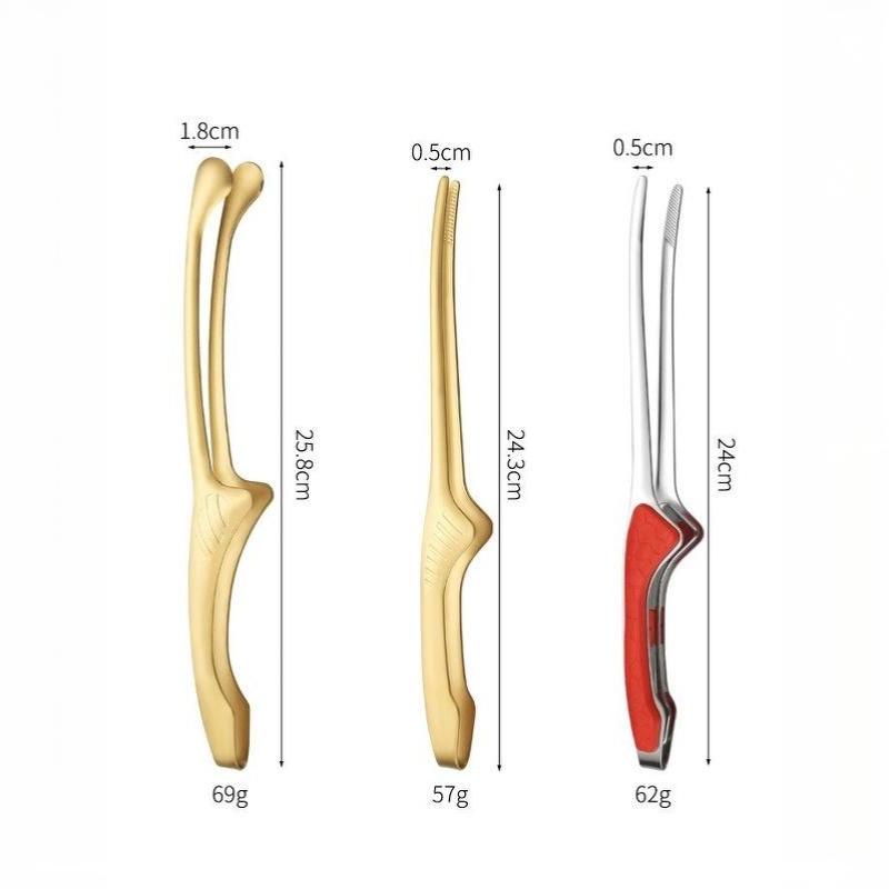 Silver Stainless Steel Bbq Tongs Non Slip Easy Clean Reusable Cooking Utensils For Serving Food Camping Bbq Buffet Oven Tools