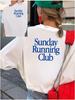 With Sunday Running Club Graphic Women's T-shirt Double Sided Short Sleeve Outdoor Sports Female Top Casual Women's Clothing