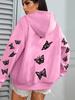 Creative Simple Butterfly Print Women's Hoodie with Pockets - Autumn/Winter Style Sweatshirt Top