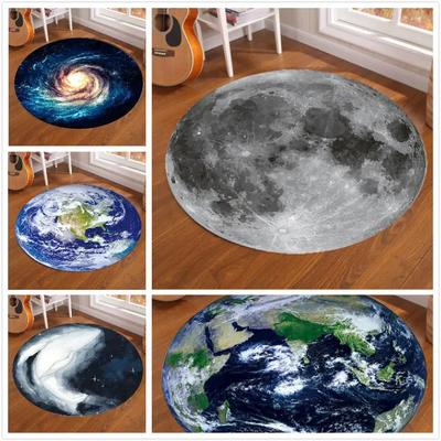 Galaxy Earth Moon Round Carpet for Children’s Room Floor Carpets Mat Home Decor Living Room Anti-Slip Bedroom Carpet Area Rug