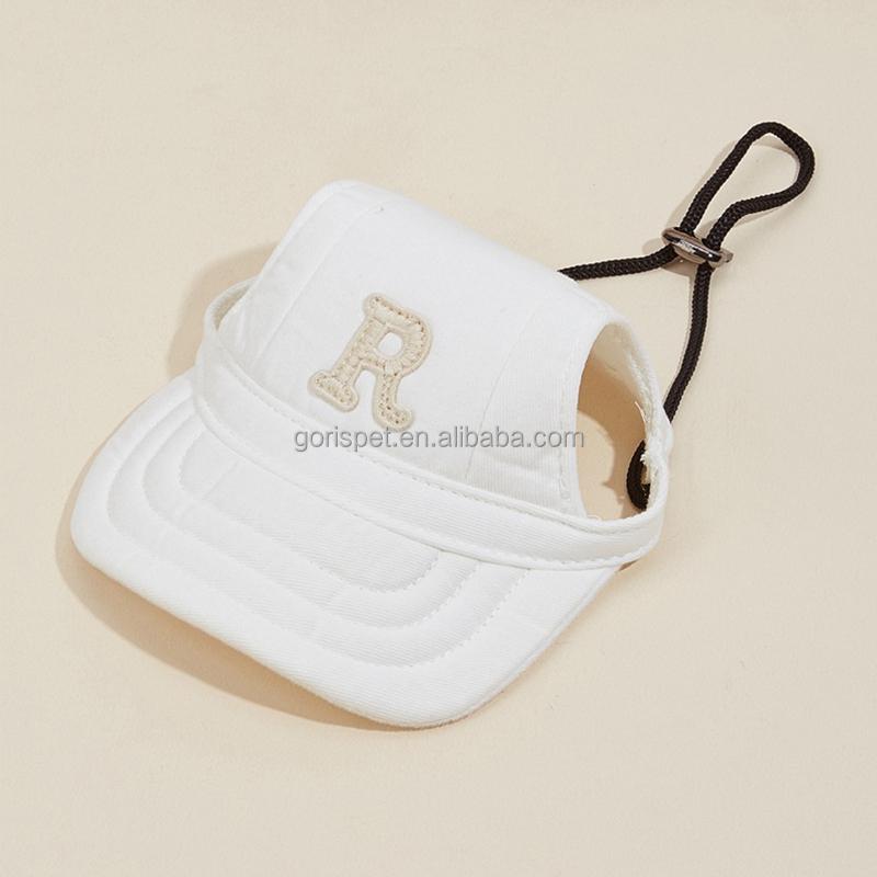 Canvas Pet Baseball Cap Ear Holes Adjustable Sun Visor Hat for Dogs Cats Solid Ins Breathable Summer Outdoor Accessory Multiple