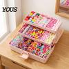 Elastic Fabric Hair Ties Colorful Bands Clips Mini Claw Rubber Versatile Kit with Box for Girls Teens Children, Accessories Daily Styling Everyday