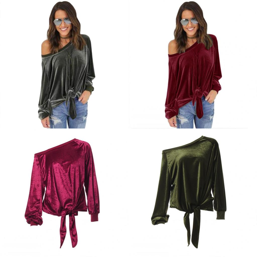 Stylish Loose Off-shoulder Bow-tie Sweatshirt For Women In Solid Colors