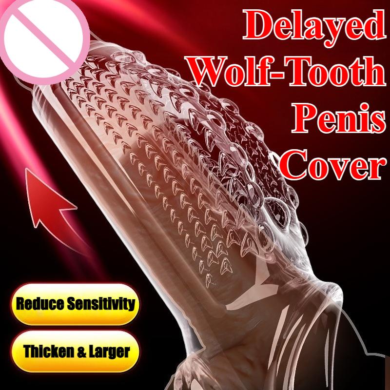1PCS Durable Extension Cock Sleeve Sex Products Enlarged Thickened Delay Wolf Tooth Sleeve Cock Cover Sex Toys For Men Adult 18+