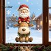 Wasserdichte PVC-Fensterfolie Weihnachtsklebefolie, Nikolaus und Rentier Aufkleber, Statische Festliche Wohnkultur Glasaufkleber für Feiertagsshop Türen