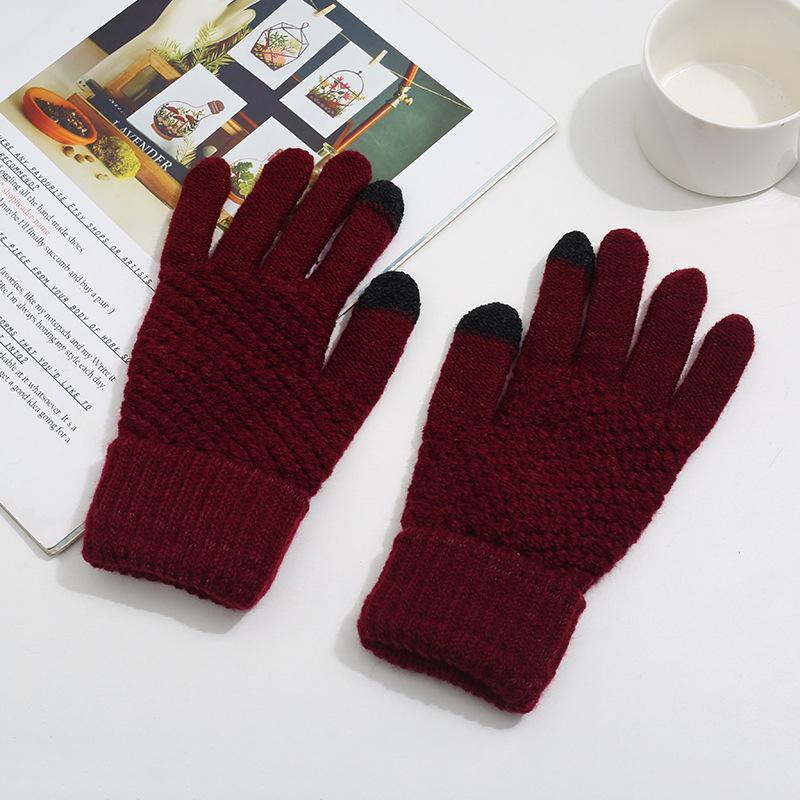 Warme Handschuhe Gestrickte Handschuhe Fleece verdickt Fahrradhandschuhe Ananas Handschuhe Kalter Winter