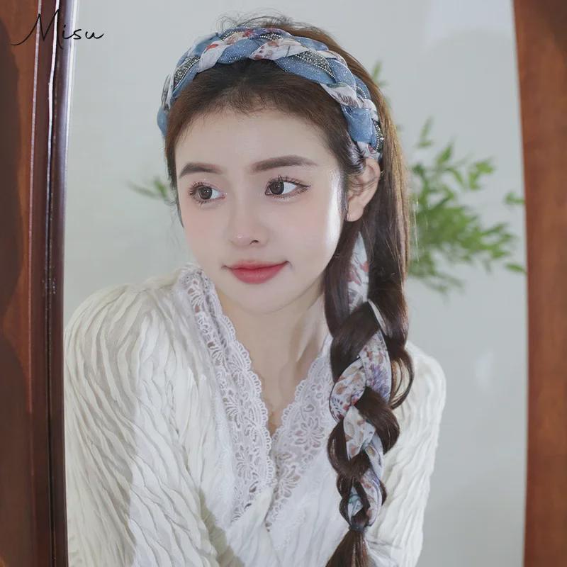 2024 Retro Braided Ribbon Scarf Hairband for Women