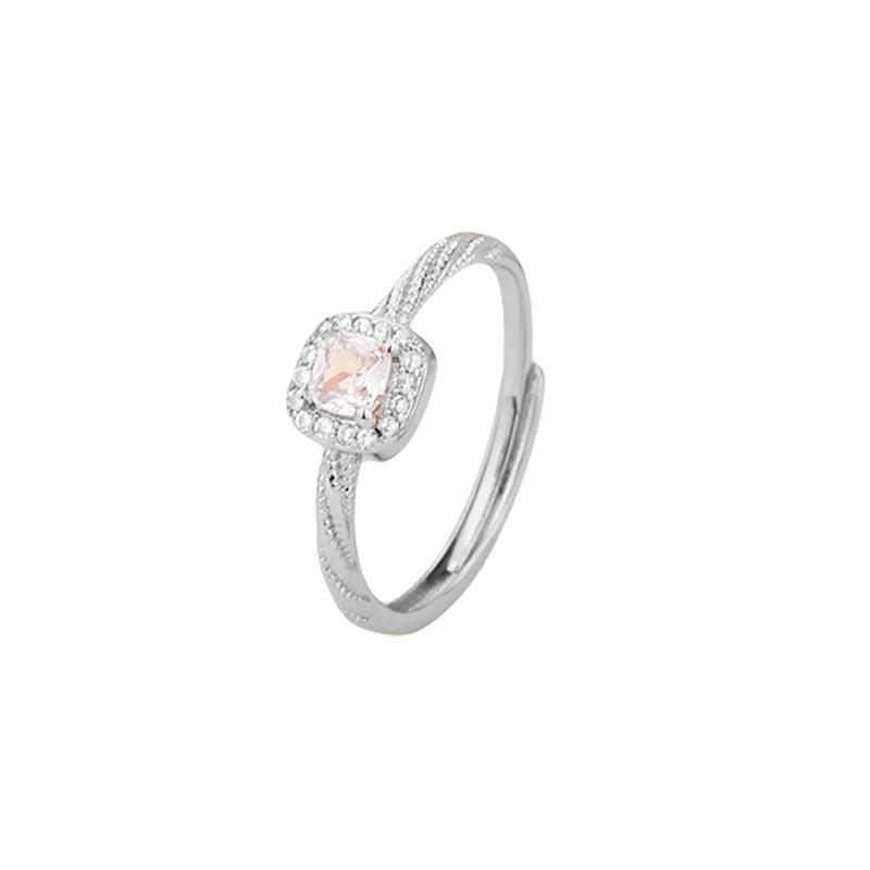 Artselect Ring Twist With Red Square Candy Stone White Plated Gold