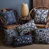 Ethnic Blue Floral Decorative Pillows Sofa Cushion Cover Flower Bird Pillowcase Living Room Decoration Farmhouse Pillow Case