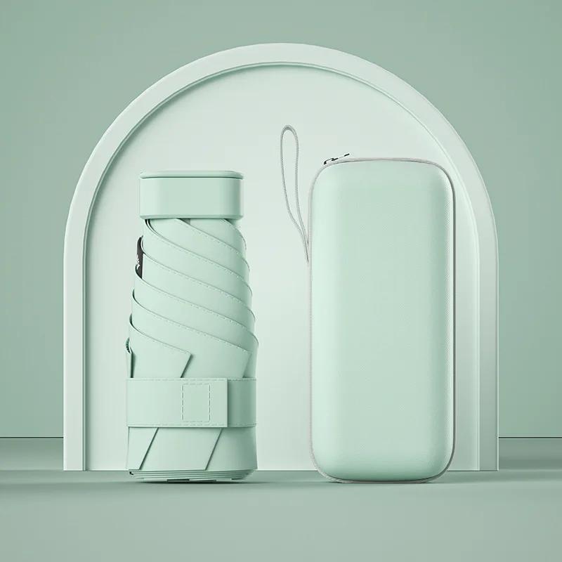 UPF50+ Mini Folding Umbrella Vinyl Sun Shade Umbrella Small Pocket Rain Travel Umbrella Ultraviolet Protection Capsule Parasol