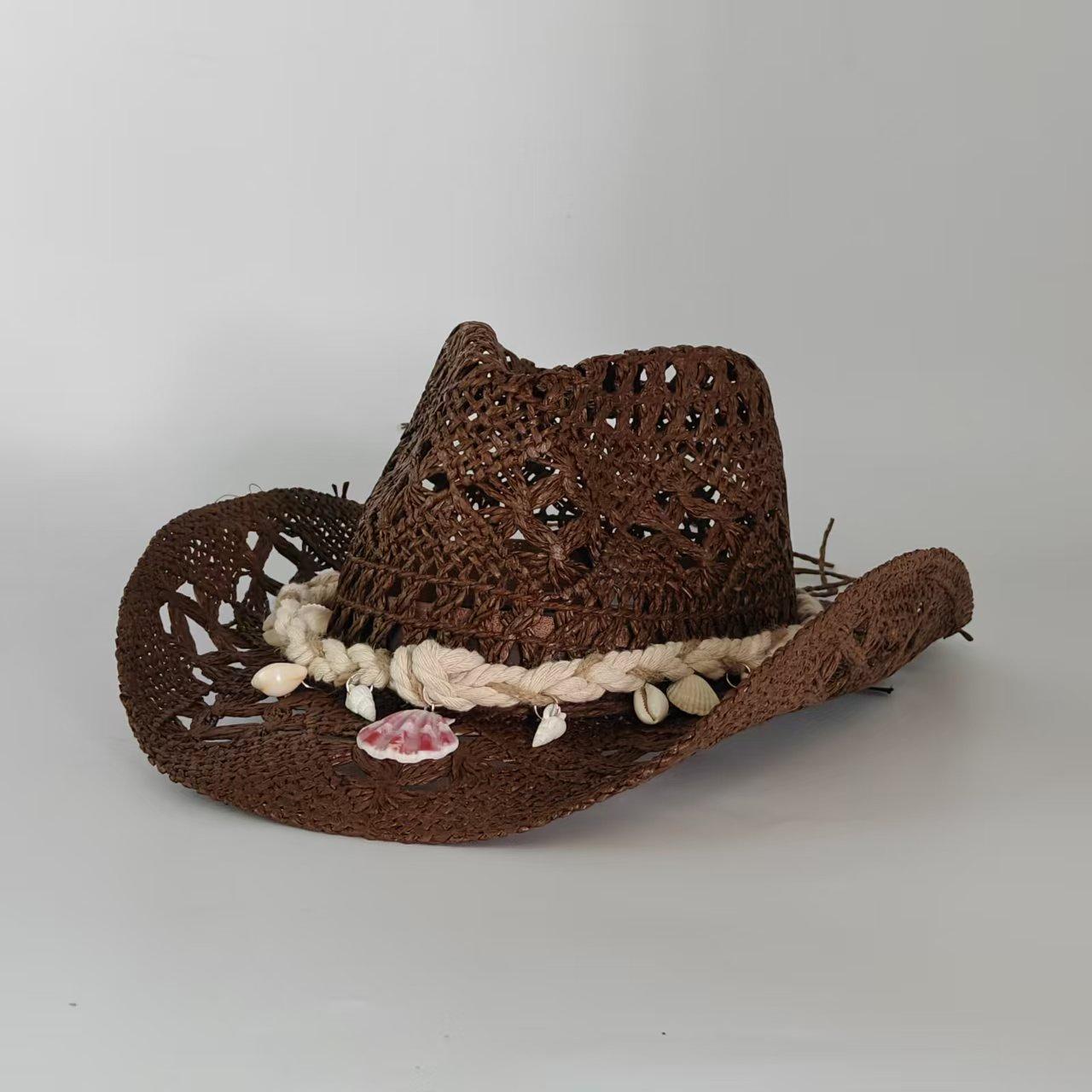 

2026 Western Cowboy Straw hat women Fashion Large Brim straw hat belt Party Outdoor summer cowgirl beach Sun Hat sombrero vaquer 56-58
