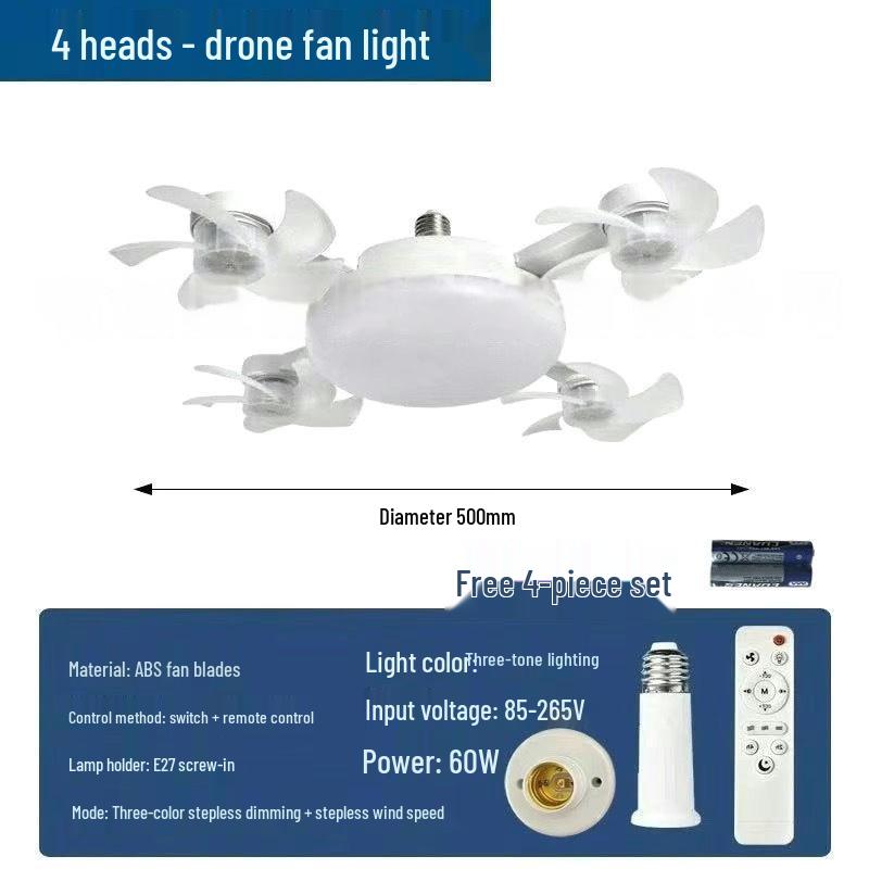 Nordic Style Remote Control Ceiling Fan with Light - Variable Frequency, Strong Wind for Bedroom