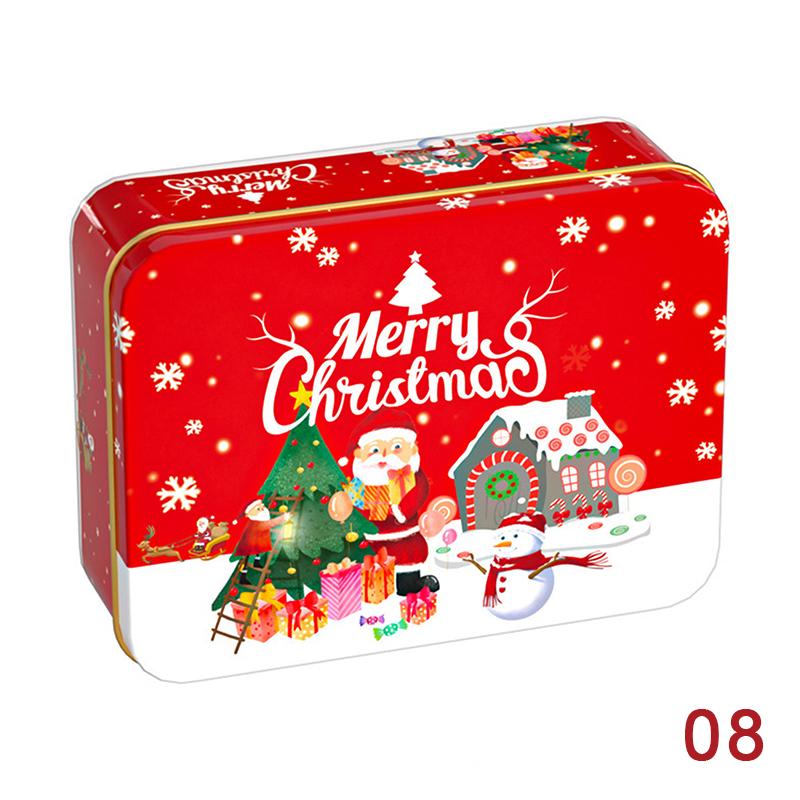Christmas Square Metal Tinning Can Set Candy Box Gift Storage Box Biscuit Can Iron Can Home Storage Box