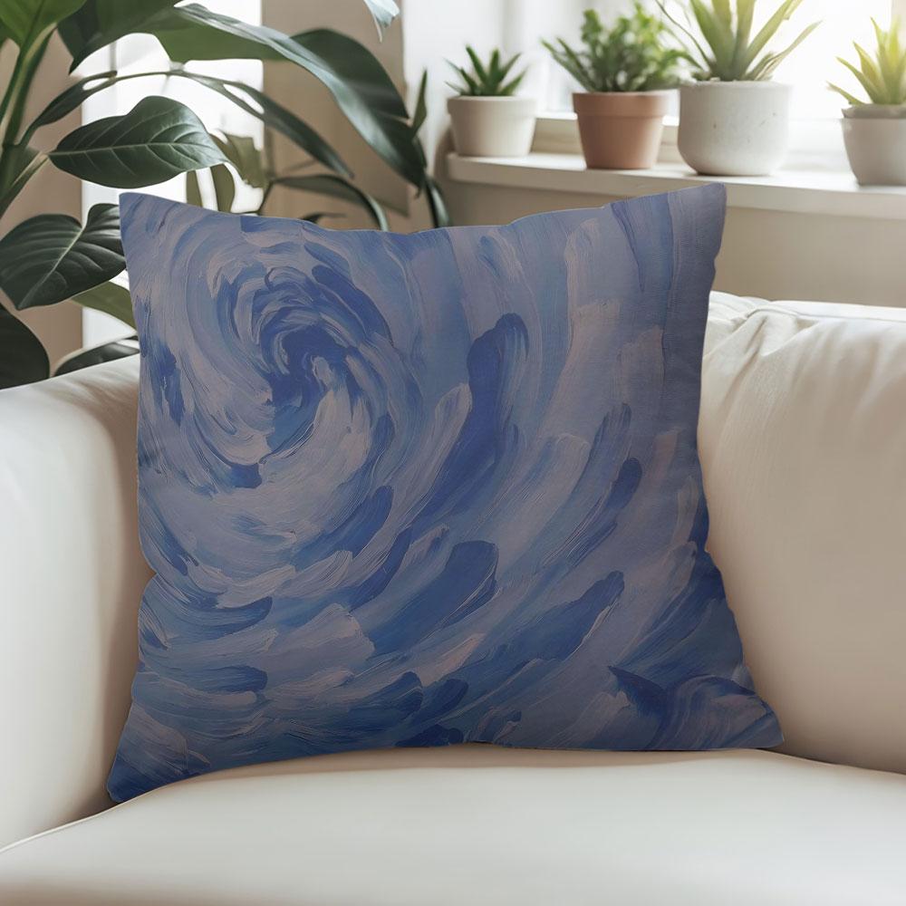 Blue Swirl square Jacquard Pillow Cover for Sofa Office Waist Cushion Cover Home Decorative Pillowcase