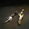 Gothic Hand - Shaped Drop Earrings With Crystal Halloween Artistic Design Dangle Earrings For Women