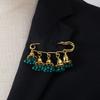 Bohemian Rhinestone Flower Tassel Brooch for Women - Exotic Style Suit Coat Pin