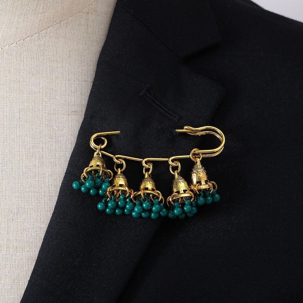 Bohemian Rhinestone Flower Tassel Brooch for Women - Exotic Style Suit Coat Pin