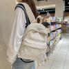Schoolbag Solid Color Corduroy Backpack Bag Women's New 1011 Fashion Simple Small Backpack Casual Student Going Out Schoolbag