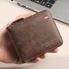 PU Leather Men Short Wallet Zipper Card Holder Casual Business Clutch Bag  Men