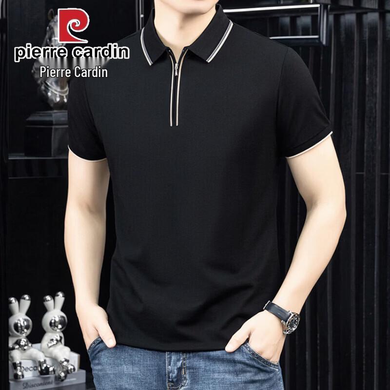 Pierre Cardin Men's Linen Blend Zipper Lapel Polo Shirt