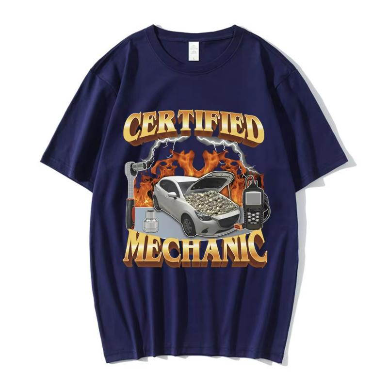 Fashion Certified Mechanic Meme Graphic T-Shirt Men Women's Hip Hop T-shirts 100% Cotton Casual Short Sleeve Oversized T Shirts