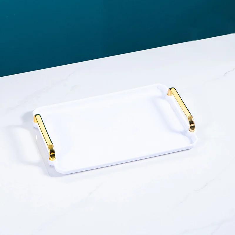 Nordic Style Plastic Serving Tray Non Slip Tea Tray  Home Kitchen Fruit Dessert Sundries Tray Multi-function Kitchen Organizer