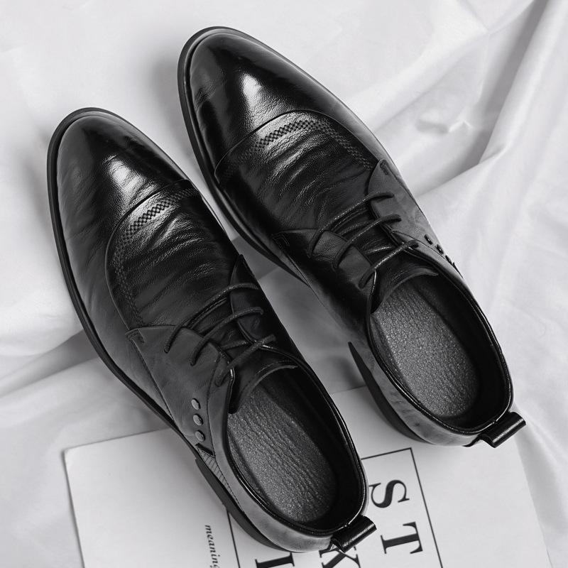 Autumn Business Formal Leather Shoes For All Seasons Men British Style Korean Style Pointed Toe Lace-up Leather Shoes Size 37-44