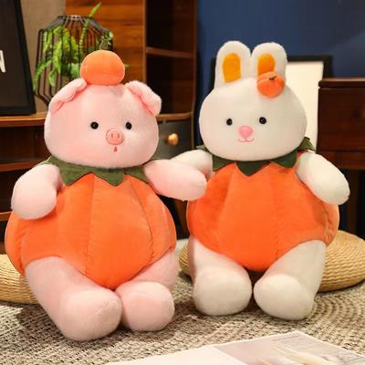 New Pumpkin Pig and Pumpkin Rabbit Plush Toys Creative Large Home Ornaments for Children Sleeping Soothing Dolls