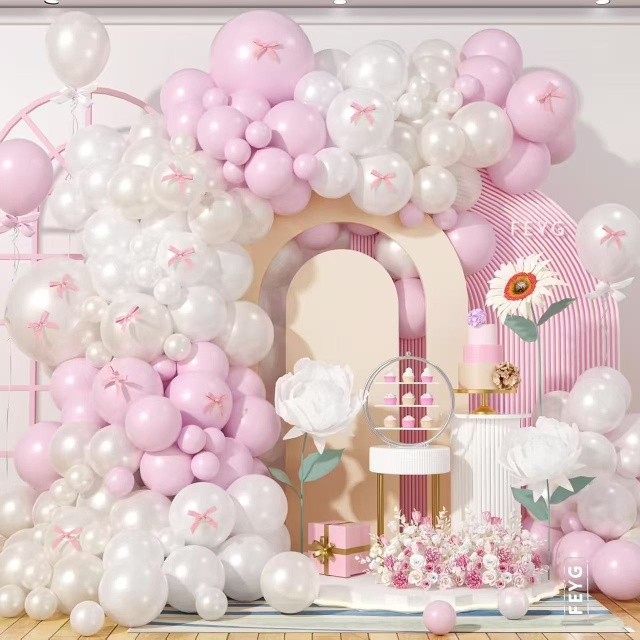 

Набор гирлянды из розовых шаров, Набор шаров с металлической пудрой, Украшение для свадебной вечеринки, Набор для ежегодного оформления шарами Set as shown