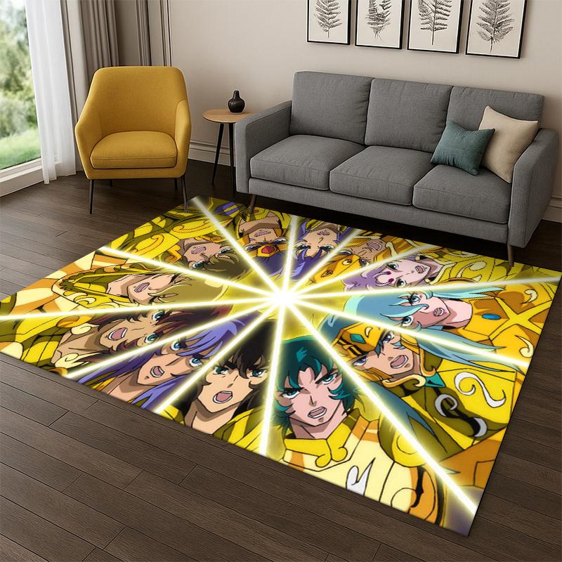 Cartoon Saint Seiya Anime Carpet Rug for Bedroom Living Room Sofa Playroom Doormat Home Decor,Kid Game Area Rug Non-slip gift