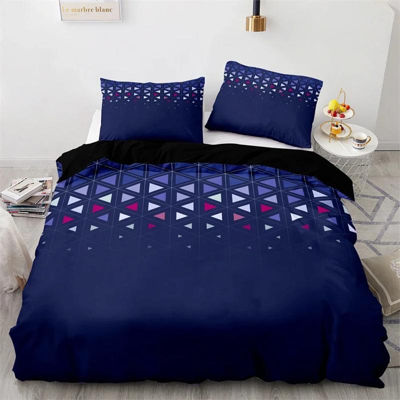 Red Glowing Polygonal Grid Pattern Bedding Collections Exquisite Bed Supplies Set Duvet Cover Bed Comforter Set Luxury Birthday Gift