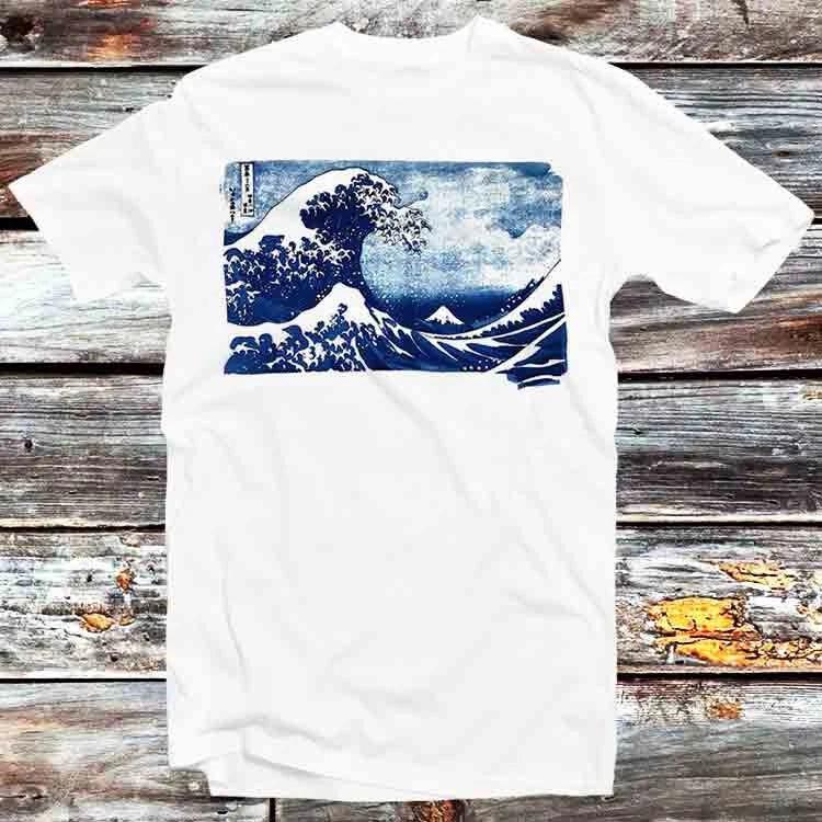 Great Wave Off Kanagawa Art Watercolor RaUnisex T Shirt B488 XL