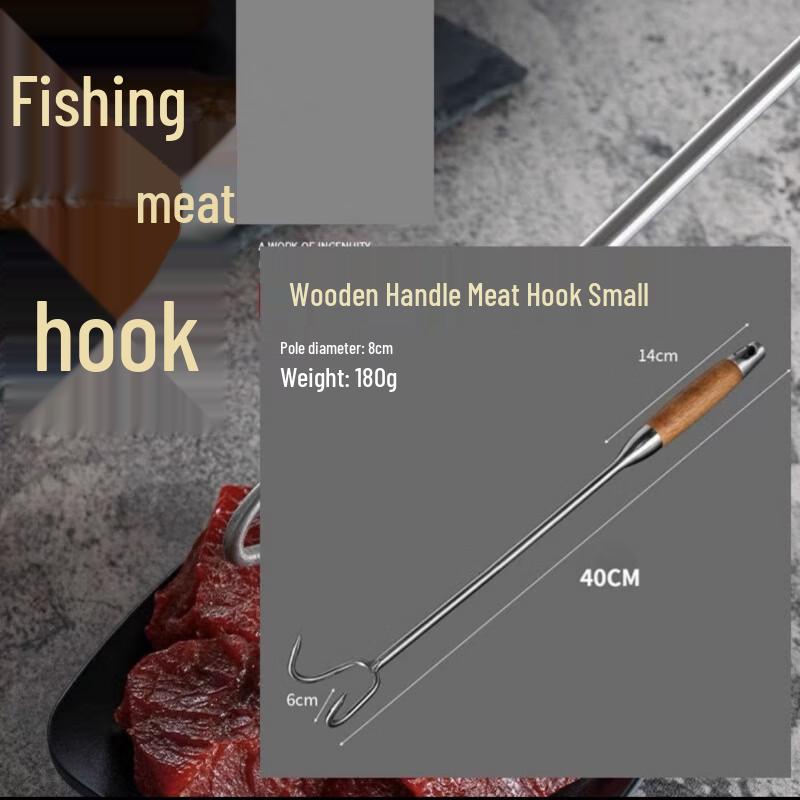 Dedelai Stainless Steel Long Handle Double Meat Hook