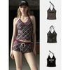 South Korea Badblood American Gyaru Plaid Vest Sling Women Niche Retro Sexy Street Embroidery Top Tide