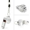 2pcs Referee Whistles Stainless Steel Super Loud Sports Whistle with Lanyard Coaches Soccer Football Rugby Emergency Whistle