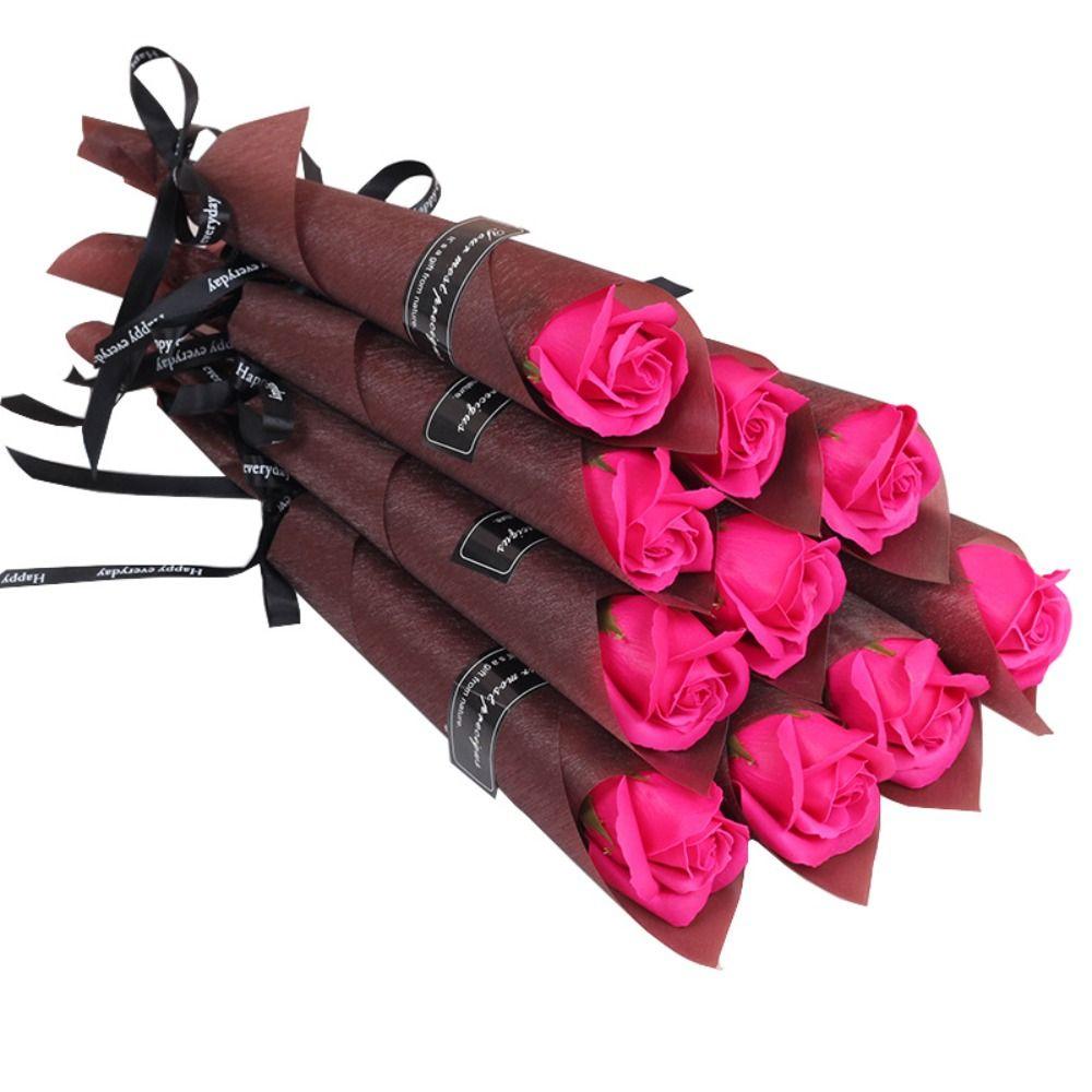10PCS 6 Colors Rose Bouquet Red Artificial Flower Romantic Wedding Bouquet  Home Decorations