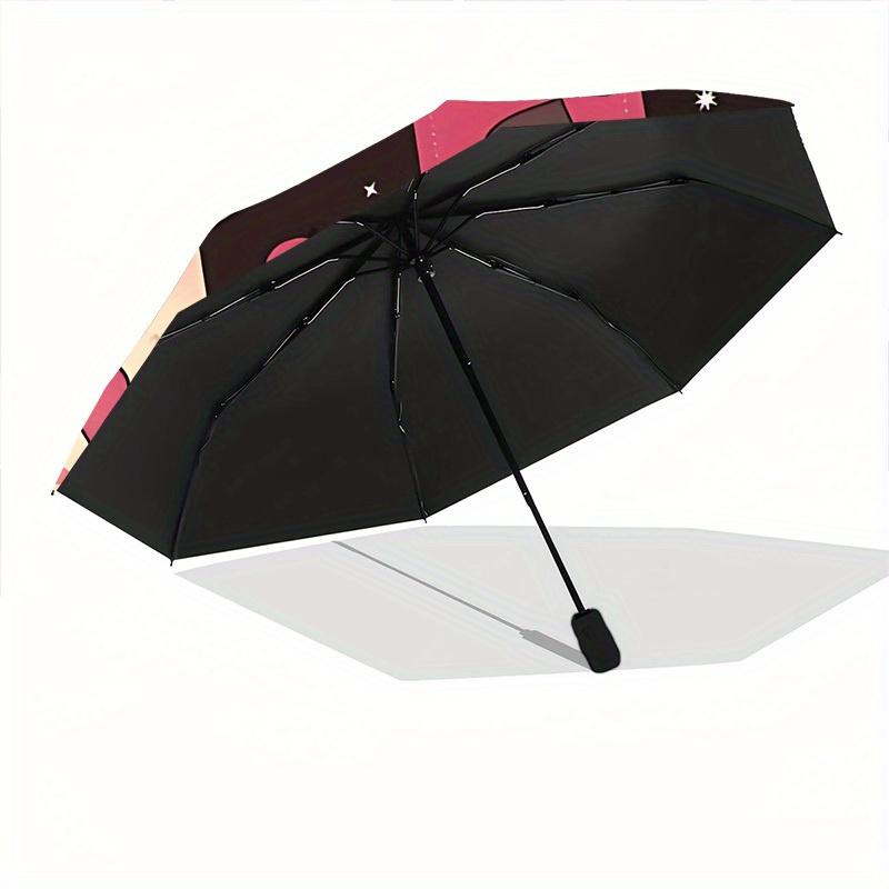 1pc Pink Plaid Pattern Automatic Open/Close Umbrella, Portable Folding umbrella for Everyday Use yy250826029