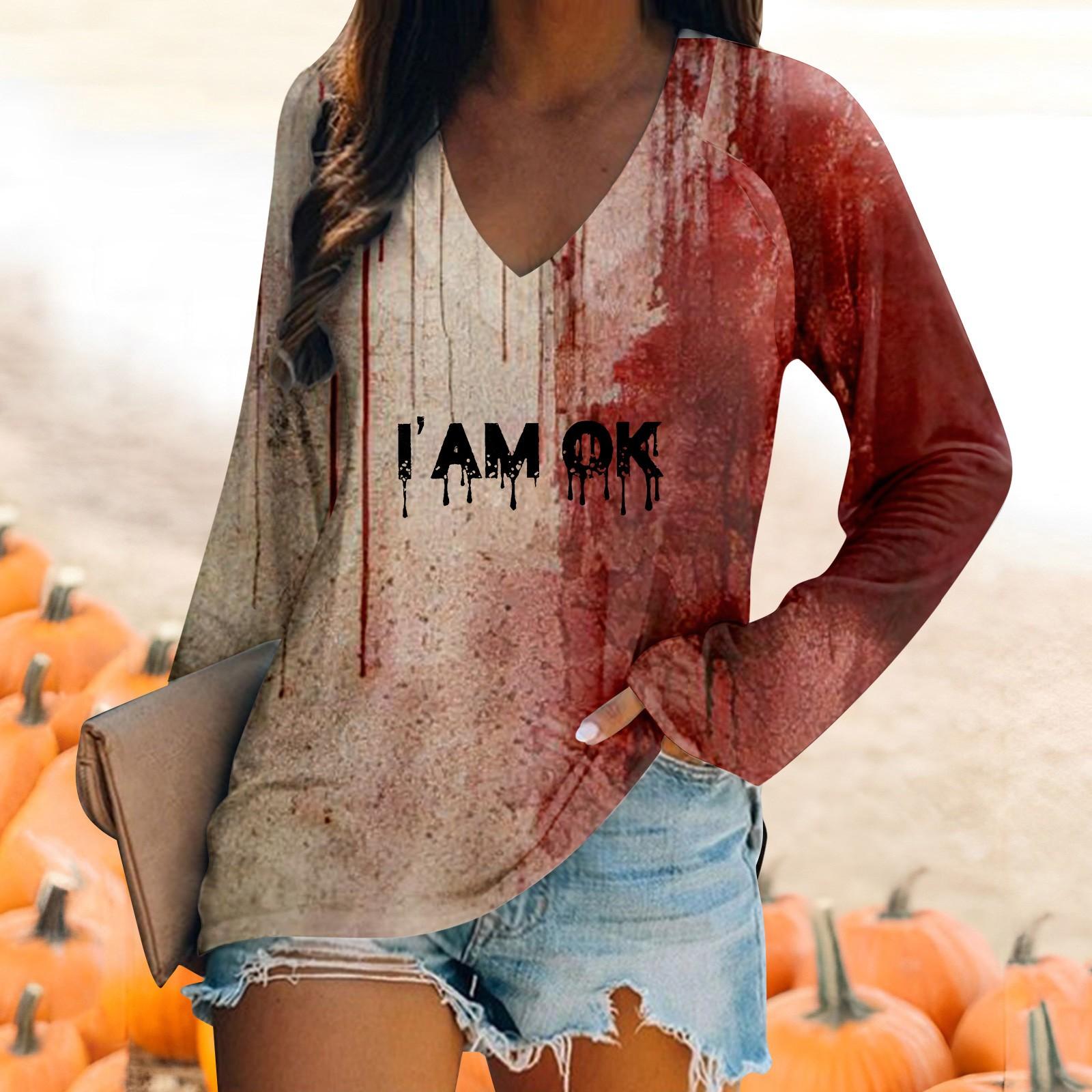 Женская футболка с длинным рукавом и V-образным вырезом — фото 4