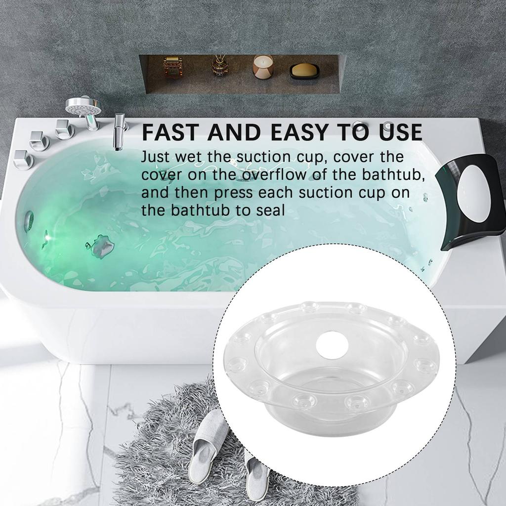 A44Z-Bathtub Overflow Drain Cover Suction Cup Seal Bathtub Stopper For Deeper Bath For Bathroom Overflow Drains