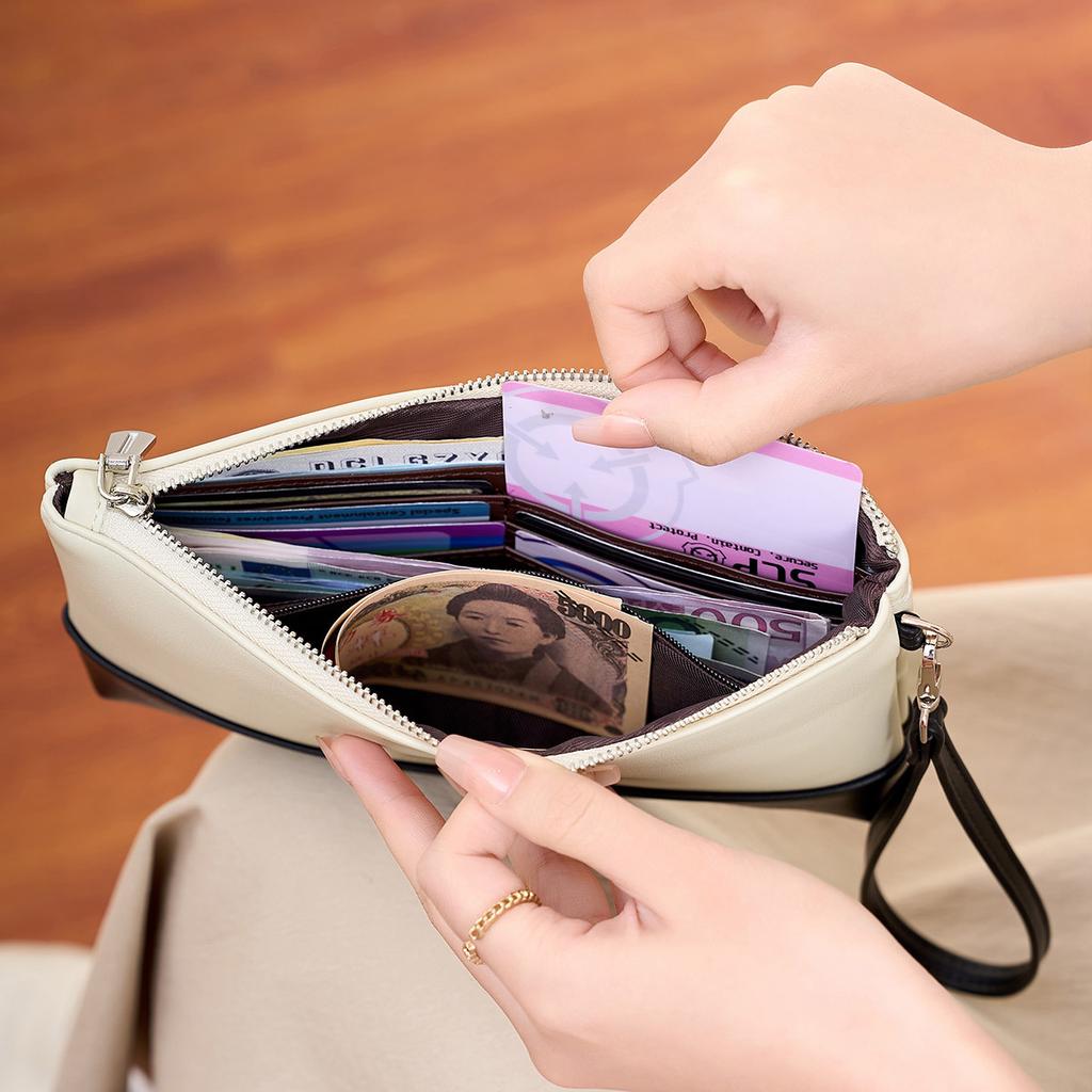 New Multi-functional Women's Clutch Bag Splicing Contrasting Colors Fashionable Handbag Simple Large-capacity Mobile Phone Wallet