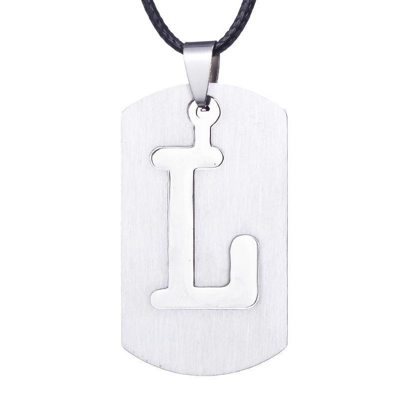 ZRM Jewelry Stainless Steel 26 English Alphabet Pendant Necklace Men Jewelry Personality Hollow Letter Pendant Friends Gifts