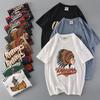 American Retro Stylish Print Pure Cotton Short-Sleeved T-shirt Men's Trendy Trendy Bottoming Shirt Export Tail Order Menswear T-shirt