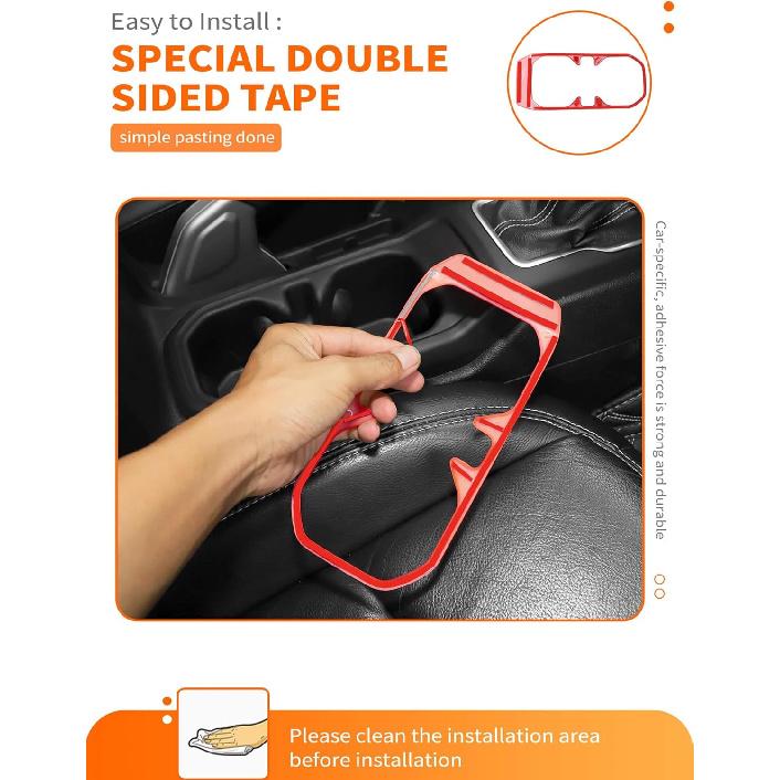 Savadicar Red Interior Accessories - Cup Holder Trim Cover for 2018-Present Jeep Wrangler JL JLU 4XE & Gladiator JT - Solid Color Interior Decor