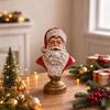 Pevná pryskyřice Vánoční dekorace Santa Claus Busta Soška, Hlava s Vintage Zlatou Uměleckou Soškou pro Sváteční Displej Základna, Stolní Figurka, Krbová Polička