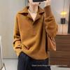 Mengyi Women's Thickened Cashmere POLO Collar Sweater - Autumn/Winter Loose Knit Versatile Pullover.