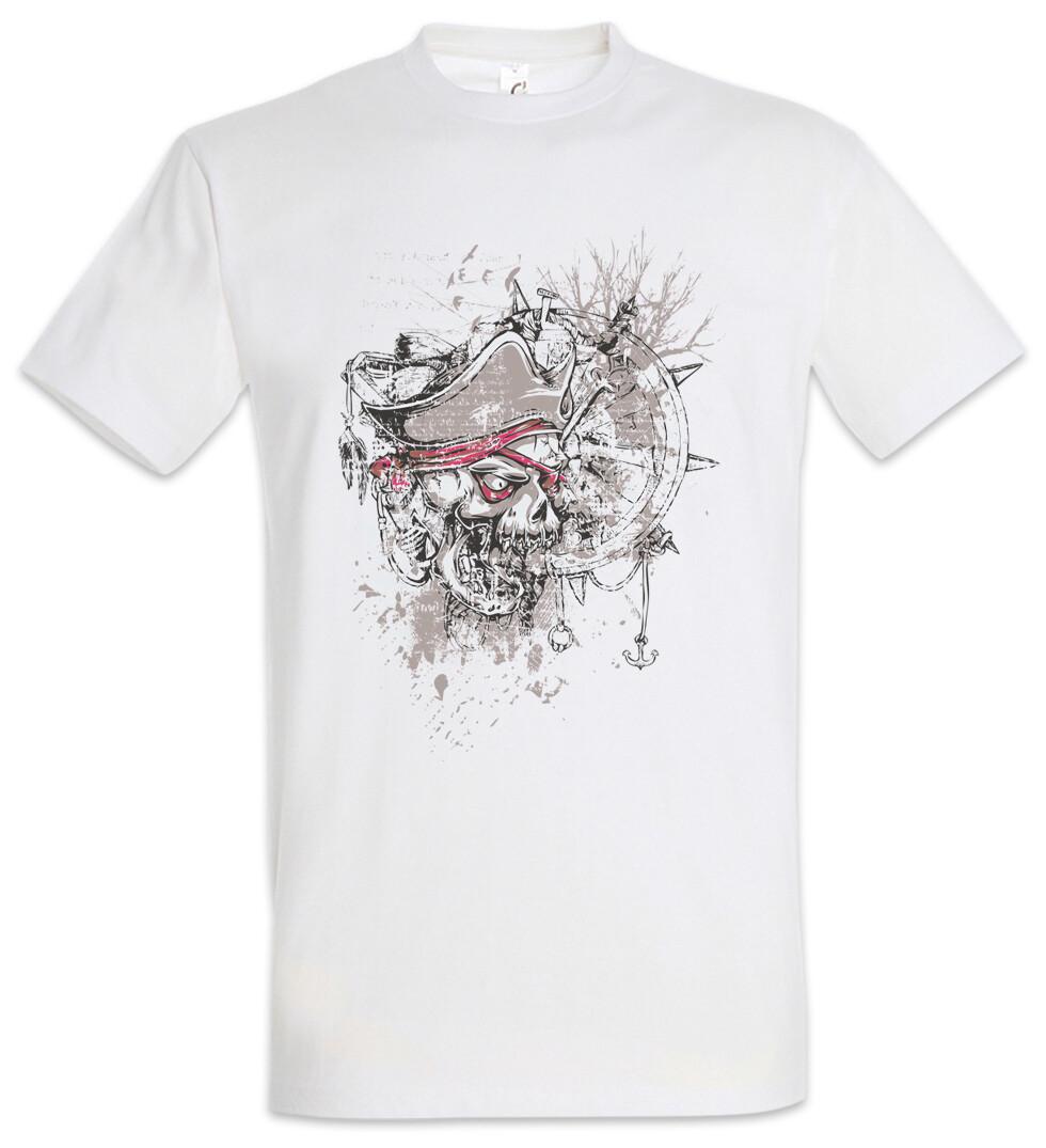 Pirate Captain Skull And Nautical Wheel T-Shirt Mens Womens Tees Top Sailor Pirates Sailboat Sailing 2XL